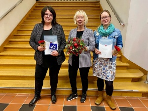 Die Geehrten anlässlich des Weltbehindertentages in Greifswald 2024 Judith Schönefeld, Annegret Krahn und Kristina Gierke, Foto Pressestelle
