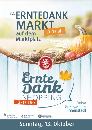 Plakat zum Erntedankmarkt und Erntedankshopping 2024 - © Agentur GRAFfisch Plakat zum Erntedankmarkt und Erntedankshopping 2024