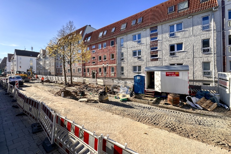 Baufortschritt auf der Baustelle in der Kapaunenstraße