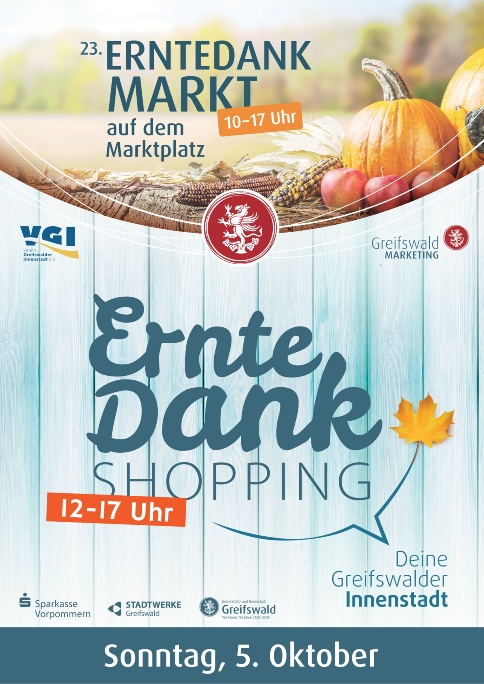 Plakat zum Erntedankmarkt und zum verkaufsoffenen Sonntag 2025