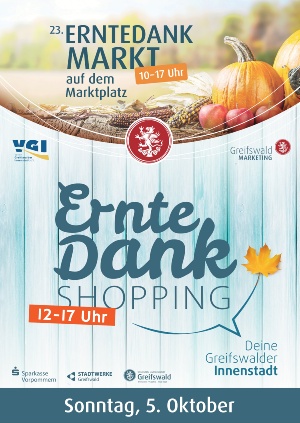 Plakat zum Erntedankmarkt und zum verkaufsoffenen Sonntag 2025
