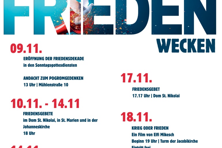 Plakat zur Friedensdekade 2025 in Greifswald