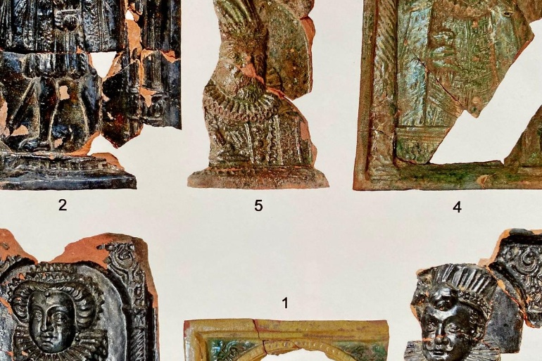 Kachelfunde in Greifswald, Ausschnitt aus den Greifswalder Beiträgen, Fotos H. Schäfer