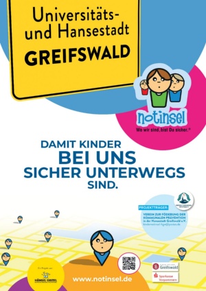 A2 Plakat Notinsel HGW 2025 © Präventionsverein Greifswald Plakat zum Notinsel-Projekt in Greifswald