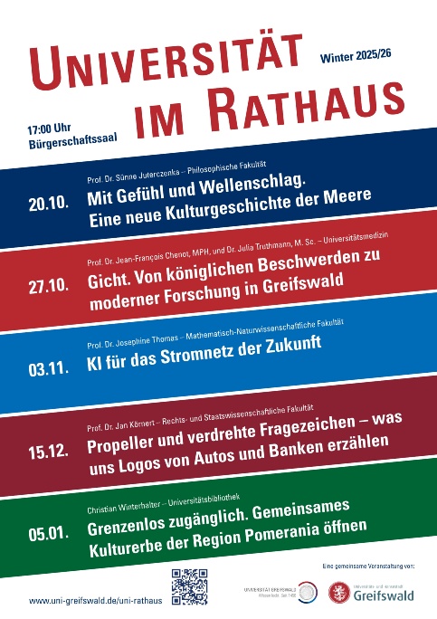 Plakat zur Veranstaltungsreihe "Uni im Rathaus" für das Wintersemester 2025-26