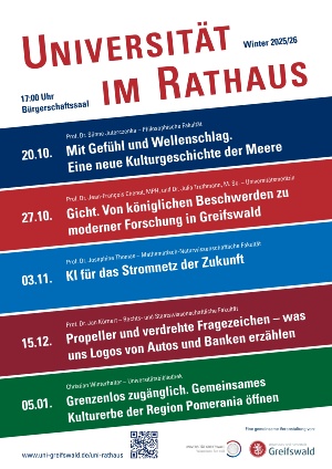 Plakat zur Veranstaltungsreihe "Uni im Rathaus" für das Wintersemester 2025-26