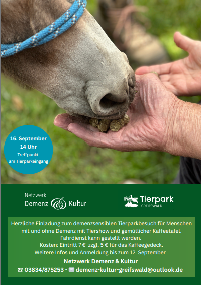 Plakat demenzsensibler Tierparkbesuch am16. September 2025 210 x 297 mm