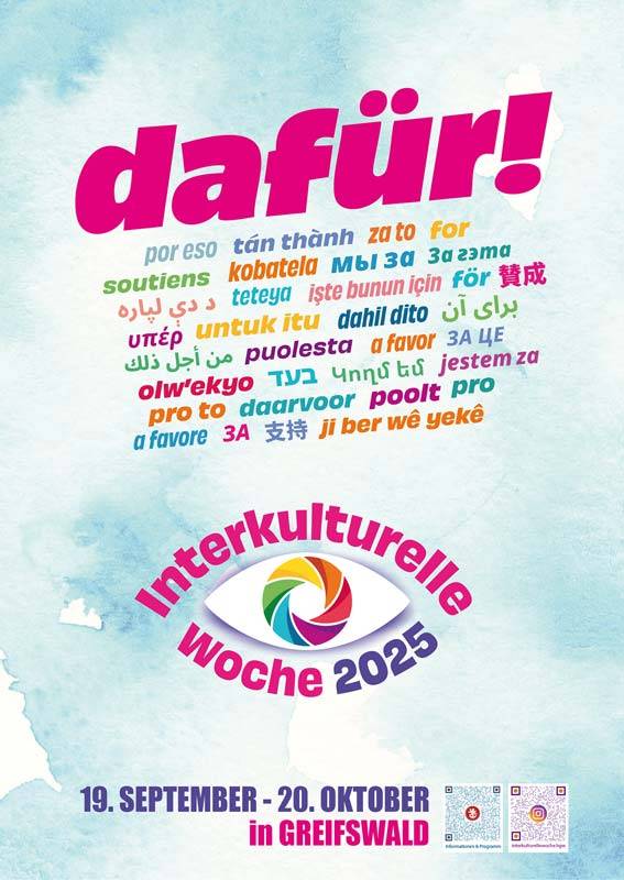 Plakat zur Interkulturellen Woche 2025 in Greifswald