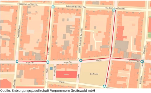 Sammelstellen-Müllentsorgung Greifswalder Innenstadt während des Weihnachtsmarktes 2025