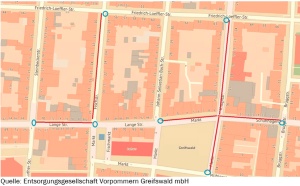 Sammelstellen-Müllentsorgung Greifswalder Innenstadt während des Weihnachtsmarktes 2025