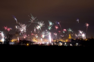Silvester-Feuerwerk über Greifswald