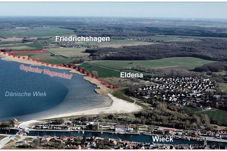 Wanderpfad entlang der Dänischen Wiek - Übersicht des Wegeverlaufs