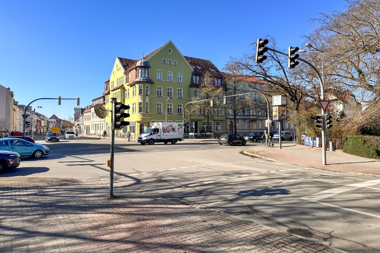Kreuzungsbereich Bahnhofstraße/Gützkower Straße/Goethestraße/Fleischerstraße