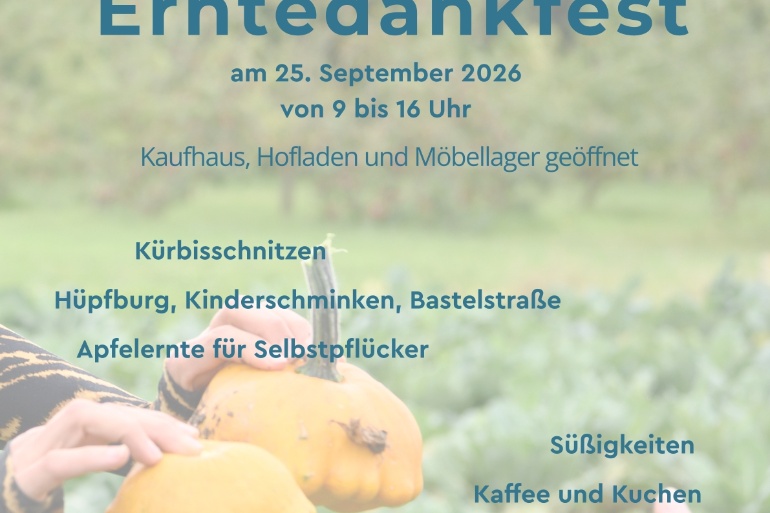 Plakat zum Erntedankfest im Sozialkaufhaus Greifswald