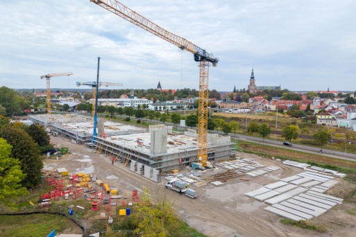 Luftaufnahme der Baustelle Schulzentrum Am Ellernholzteich im Oktober 2026