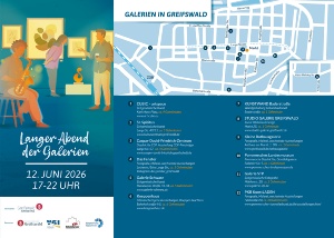 Langer Abend der Galerien 2026 © Henry Dramsch Flyer mit Anlaufstellen zum Langen Abend der Galerien