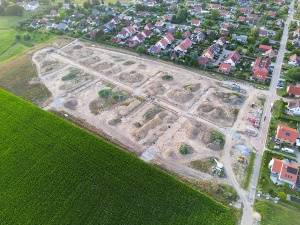 Luftaufnahme während der Erschließungsarbeiten am B-Plan 118 "Südlich Fontanestraße"