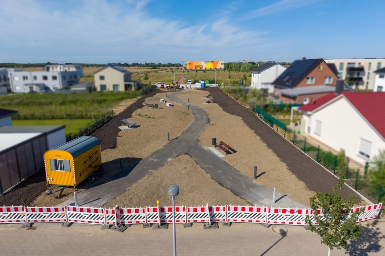 Luftaufnahme der neuen Parkanlage am Elisenpark