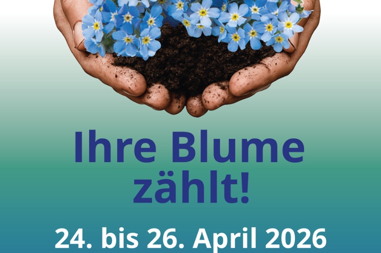 Plakat zur Pflanzaktion Vergissmeinnicht 2026 vom Netzwerk Demenz & Kultur