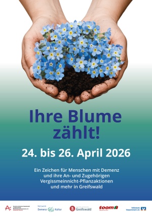 Demenz & Kultur Pflanzaktion Vergissmeinnicht 2026 © Netzwerk Demenz & Kultur Plakat zur Pflanzaktion Vergissmeinnicht 2026 vom Netzwerk Demenz & Kultur