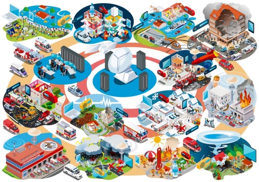 unterschiedliche Szenarien von Katastrophen als Wimmelbild