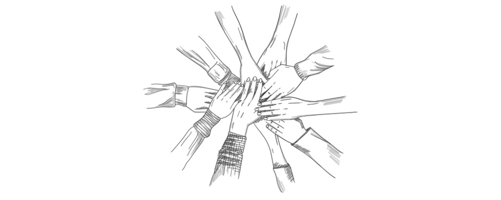 Teaser Vereinsdatenbank © Freepik Skizzenhafte Hände arbeiten zusammen