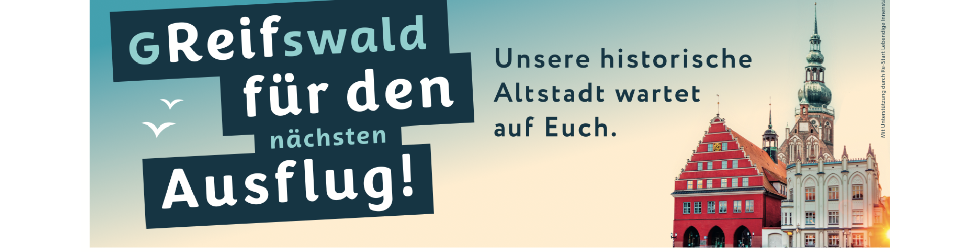 Werbebanner für Ausflug nach Greifswald