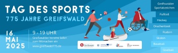 UHGW Banner zum Tag des Sports - 775 Jahre Greifswald