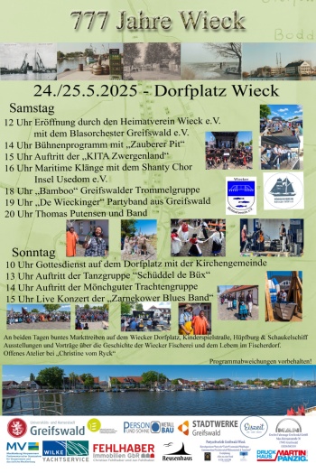Plakat zum Festwochenende 777 Jahre Wieck